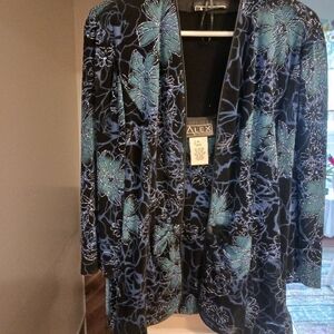 Alex Evenings Black and Blue Floral Jacket